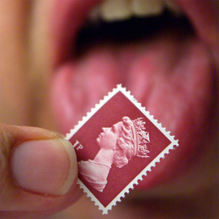 Licking the back of a British postage stamp makes you burn almost