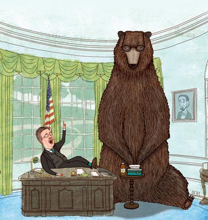 teddy roosevelt on a bear